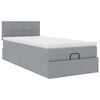 vidaXL Lit ottoman avec matelas et LED gris clair 90x200 cm tissu