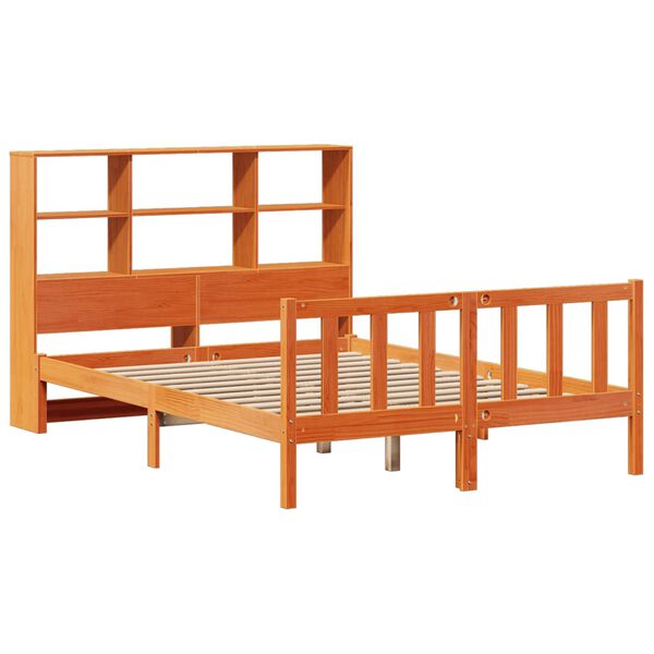 vidaXL Lit biblioth&egrave;que sans matelas cire marron 120x200 cm pin massif