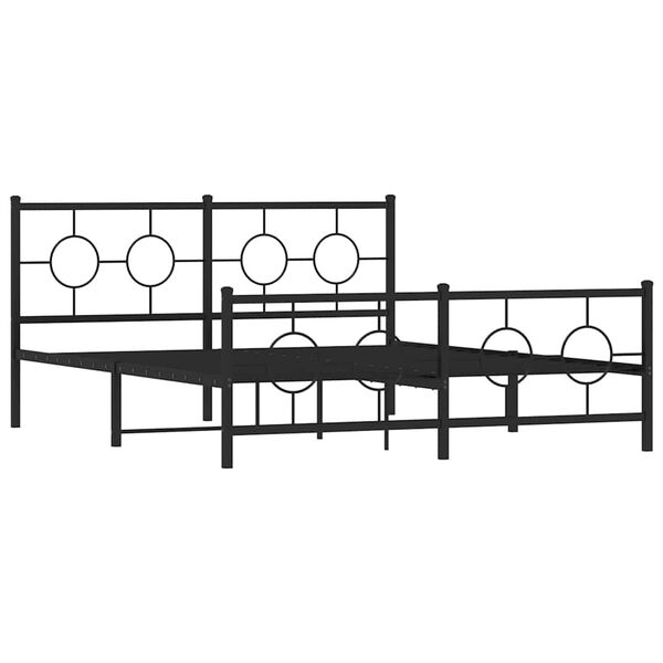 vidaXL Cadre de lit m&eacute;tal sans matelas avec pied de lit noir 150x200cm
