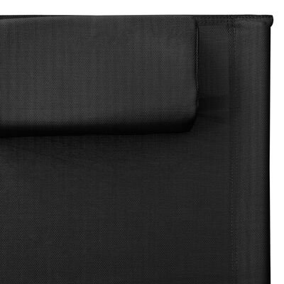vidaXL Chaises longues Textilène 2 pcs Noir et gris