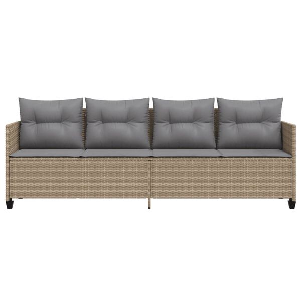 vidaXL Chaise longue avec coussins beige résine tressée