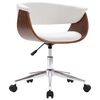 vidaXL Chaise pivotante de bureau Blanc Bois courb&eacute; et similicuir