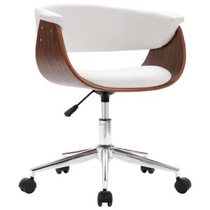 vidaXL Chaise pivotante de bureau Blanc Bois courb&eacute; et similicuir