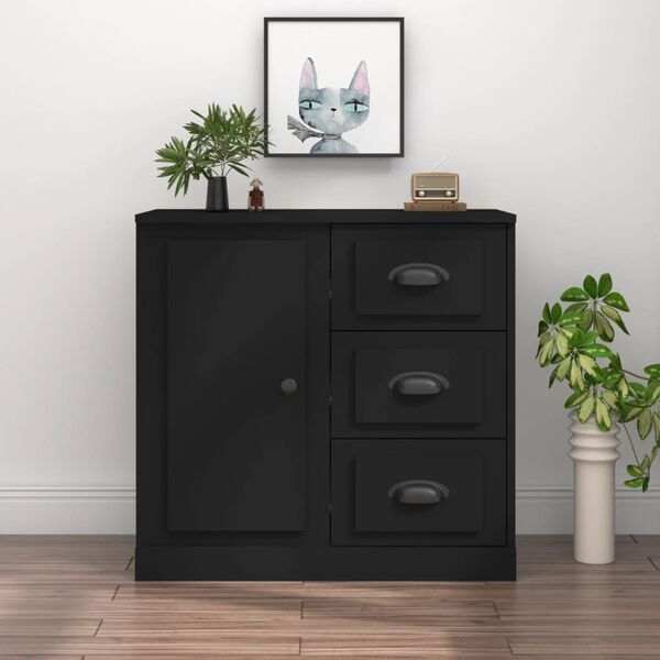 vidaXL Buffet noir 70x35,5x67,5 cm bois d'ing&eacute;nierie