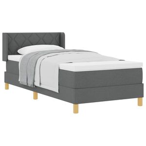 vidaXL Lit &agrave; ressorts avec matelas Gris fonc&eacute; 200 x 90 cm Polyester