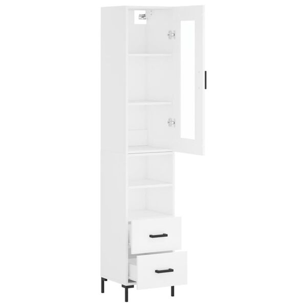 vidaXL Buffet haut Blanc 34,5x34x180 cm Bois d'ing&eacute;nierie