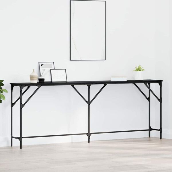 vidaXL Table console Ch&ecirc;ne noir 200 x 29 x 75 cm