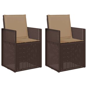 vidaXL Chaises de jardin salle &agrave; manger 2 pc Marron et taupe PP