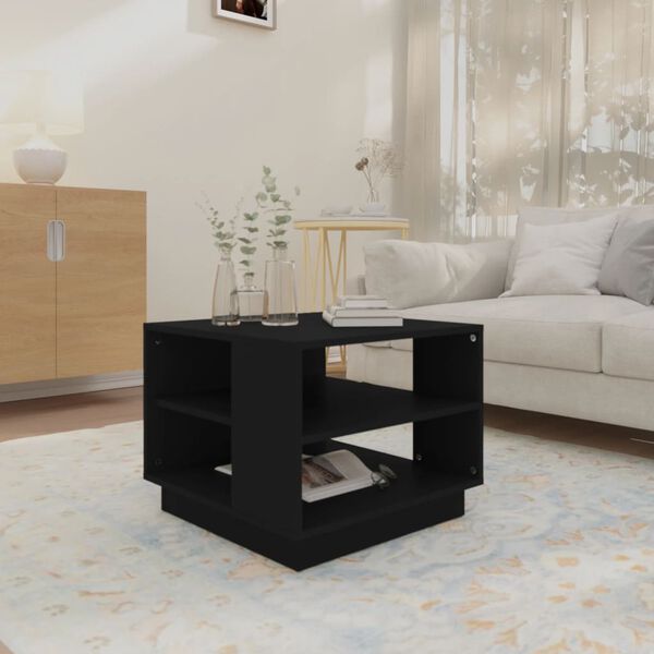 vidaXL Table basse noir 55x55x43 cm bois d'ing&eacute;nierie