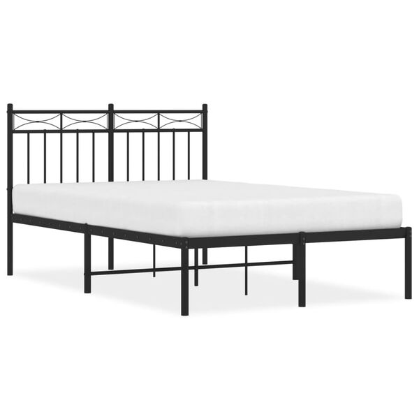 vidaXL Cadre de lit m&eacute;tal sans matelas avec t&ecirc;te de lit noir 120x190cm
