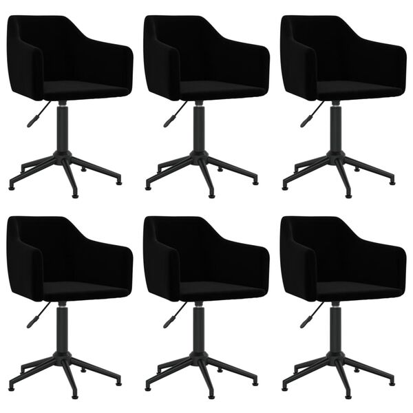 vidaXL Chaises pivotantes &agrave; manger lot de 6 Noir Velours