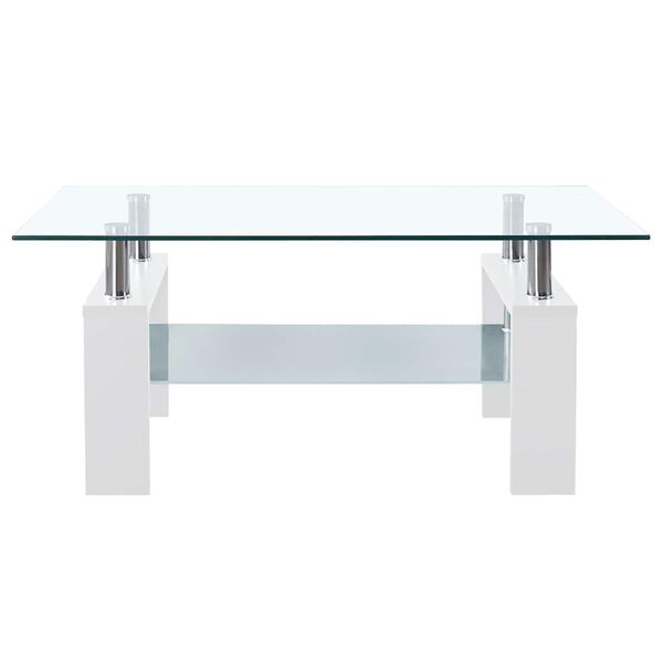 vidaXL Table basse Blanc et transparent 95x55x40 cm Verre tremp&eacute;