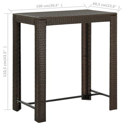 vidaXL Table de bar de jardin Marron 100x60,5x110,5 cm Résine tressée