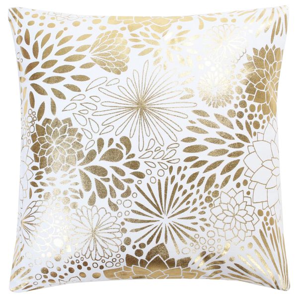 vidaXL Coussins imprim&eacute;s &agrave; film lot de 2 Blanc et dor&eacute; 40x40 cm Coton