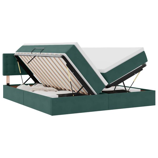 vidaXL Lit de Rangement avec matelas Vert fonc&eacute; 100 x 200 cm