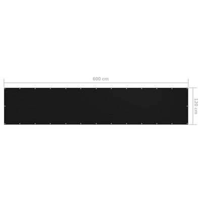 vidaXL Écran de balcon Noir 120x600 cm Tissu Oxford