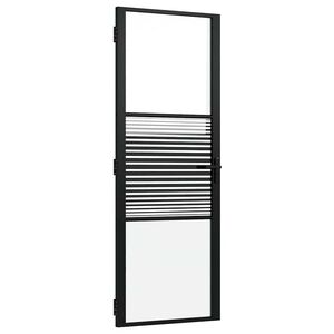 vidaXL Porte en verre Ray&eacute; Noir 76 x 3,5 x 201,5 cm Aluminium