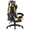 vidaXL Fauteuil de jeux vid&eacute;o avec repose-pied Dor&eacute; et noir Similicuir