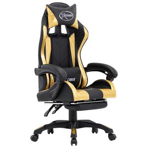 vidaXL Fauteuil de jeux vid&eacute;o avec repose-pied Dor&eacute; et noir Similicuir
