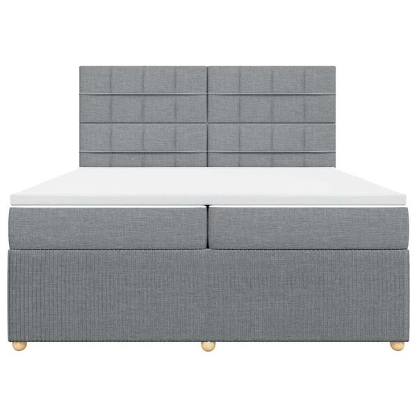 vidaXL Sommier &agrave; lattes de lit avec matelas Gris clair 200x200cm Tissu