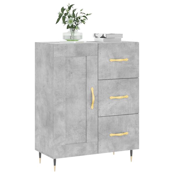 vidaXL Buffet gris b&eacute;ton 69,5x34x90 cm bois d'ing&eacute;nierie