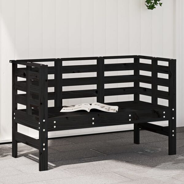 vidaXL Banc de jardin noir 111,5x53x71 cm bois massif de pin