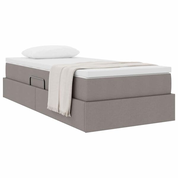 vidaXL Lit avec rangement et matelas Taupe 90 x 200 cm Polyester