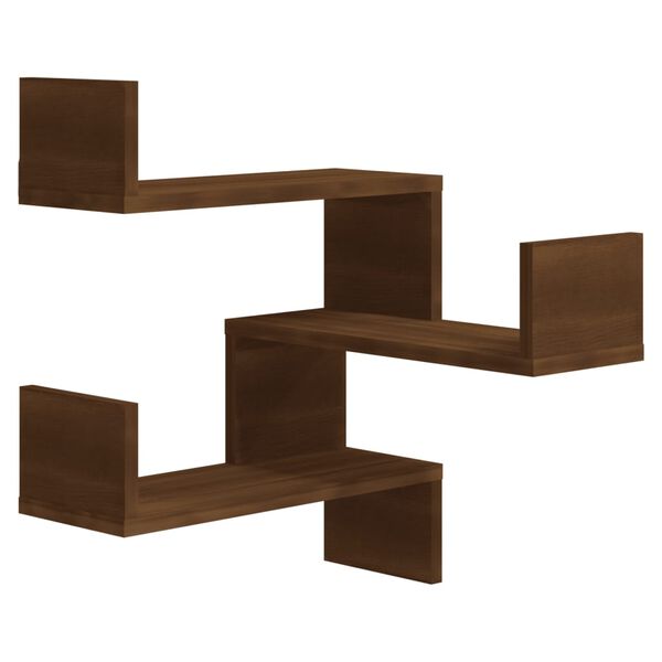 vidaXL Étagères d'angle murales 2 pcs Chêne marron 40x40x50 cm Bois