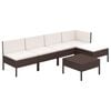 vidaXL Salon de jardin 6 pcs avec coussins R&eacute;sine tress&eacute;e Marron