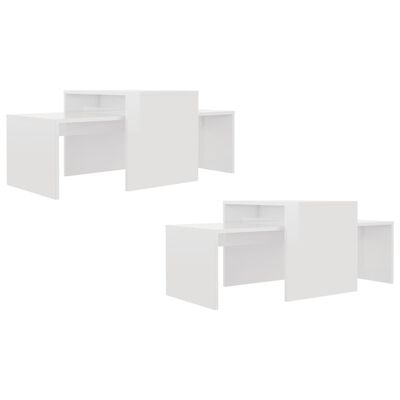 vidaXL Ensemble de table basse Blanc brillant Bois d’ingénierie