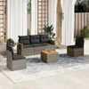 vidaXL Salon de jardin 6 pcs avec coussins gris r&eacute;sine tress&eacute;e