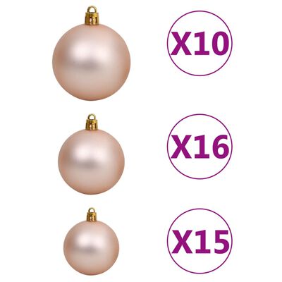 vidaXL Set de boules de Noël avec pic et 300 LED 120pcs Doré rose