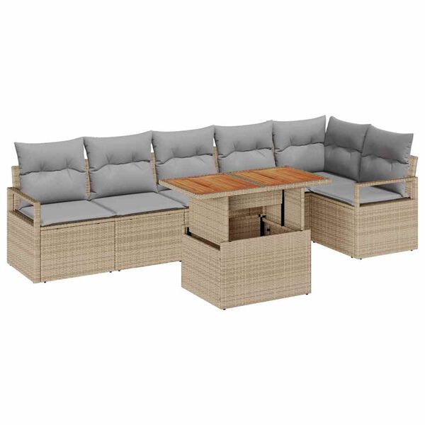 vidaXL Ensemble de salle &agrave; manger pour jardin 7 pcs Beige et gris