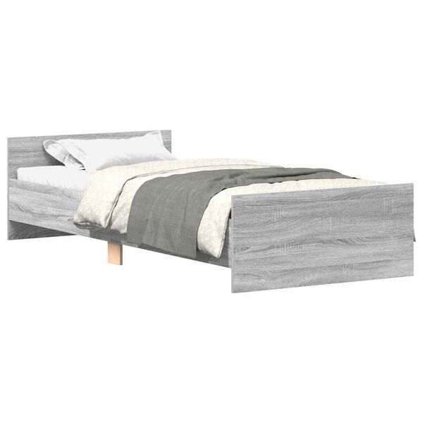 vidaXL Cadre de lit sans matelas sonoma gris 75x190 cm