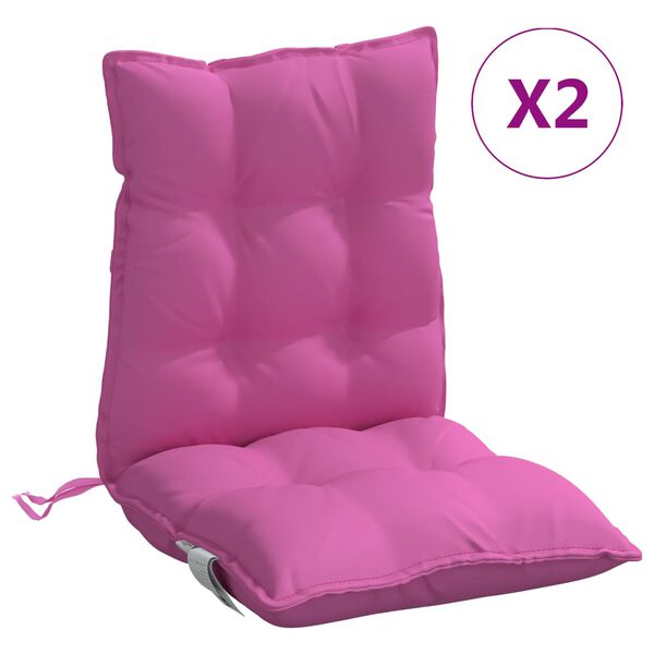 vidaXL Coussins de chaise &agrave; dossier bas lot de 2 rose tissu oxford