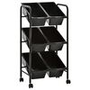 vidaXL Chariot de rangement pour jouets &agrave; 6 paniers Noir Plastique