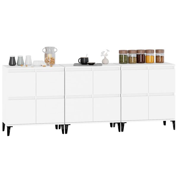 vidaXL Buffets 3 pcs blanc 60x35x70 cm bois d'ing&eacute;nierie