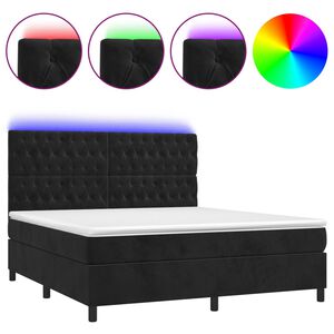vidaXL Sommier &agrave; lattes de lit matelas et LED Noir 160x200 cm Velours