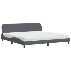 vidaXL Lit avec matelas Dover gris fonc&eacute; 200x200 cm velours