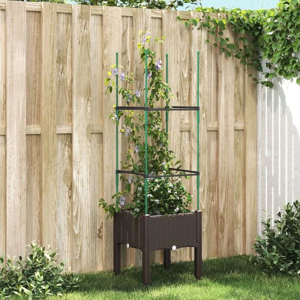 vidaXL Jardini&egrave;re avec treillis marron 40x40x142,5 cm PP