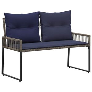 vidaXL Banc ext&eacute;rieur avec coussin 4 pcs Gris et bleu marine polyrotin