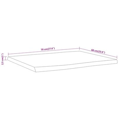 vidaXL Dessus de table 70x60x2,5 cm rectangulaire bois massif acacia