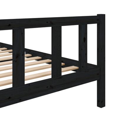 vidaXL Cadre de lit Noir Bois massif 140x190 cm