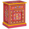 vidaXL Table de chevet Bois de manguier massif Rose Peinture &agrave; la main