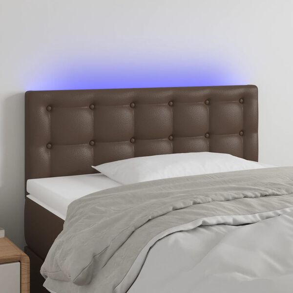 vidaXL T&ecirc;te de lit &agrave; LED Marron 90x5x78/88 cm Similicuir