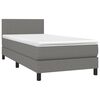 vidaXL Sommier &agrave; lattes de lit avec matelas et LED Gris fonc&eacute; 80x200cm