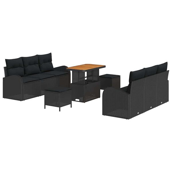 vidaXL Ensemble de canap&eacute; de jardin 9 pcs Noir 90 x 55 x 71 cm
