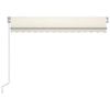 vidaXL Auvent manuel r&eacute;tractable avec LED 300x250 cm Cr&egrave;me