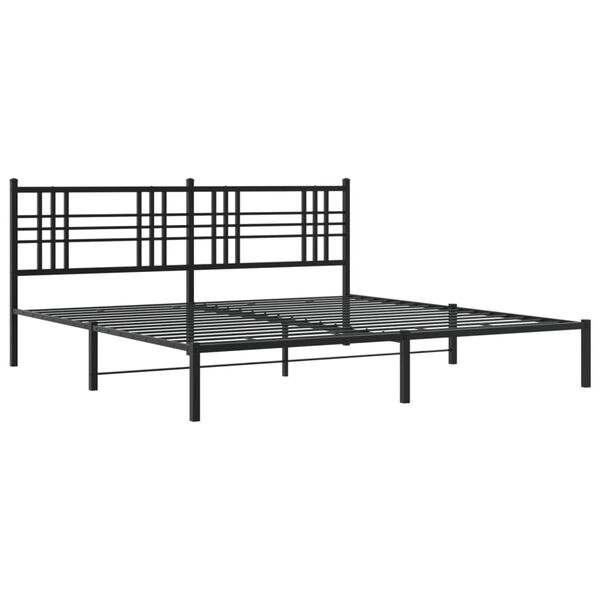 vidaXL Cadre de lit m&eacute;tal sans matelas avec t&ecirc;te de lit noir 200x200cm