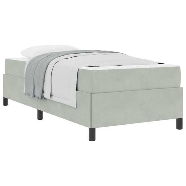 vidaXL Cadre de lit avec matelas Gris clair 90 x 200 cm tissu